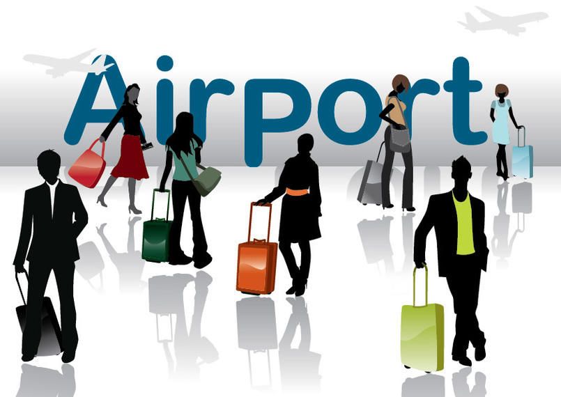 Pessoas de viagens de silhueta no aeroporto Pessoas de viagens de silhueta no aeroporto