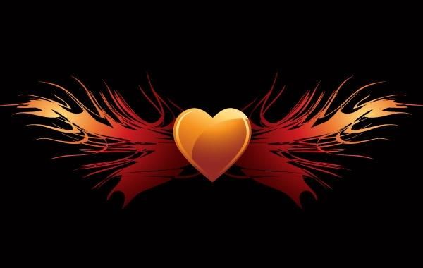 EPS vector flaming heart wings EPS vector flaming heart wings