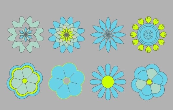 8 flores vectoriales simples