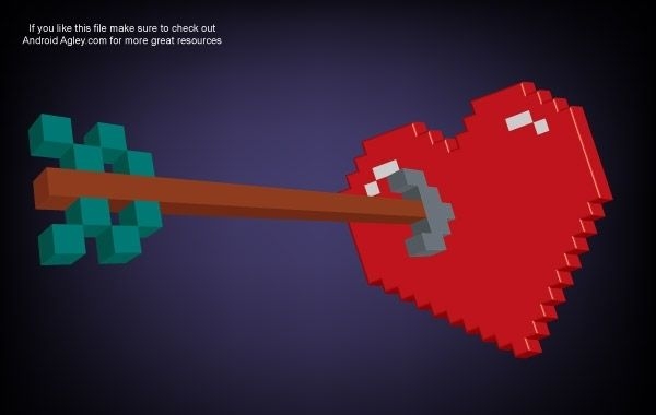 Flecha y corazón de píxeles 3D