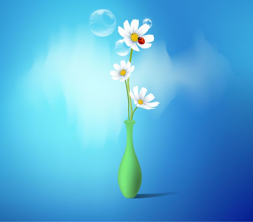 Vaso de flores com margaridas brancas