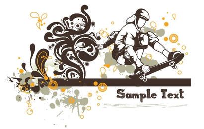 Fondo floral vector - patinador