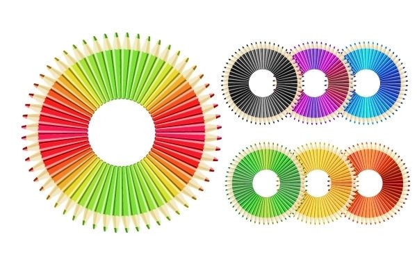 Círculo de lápices de colores