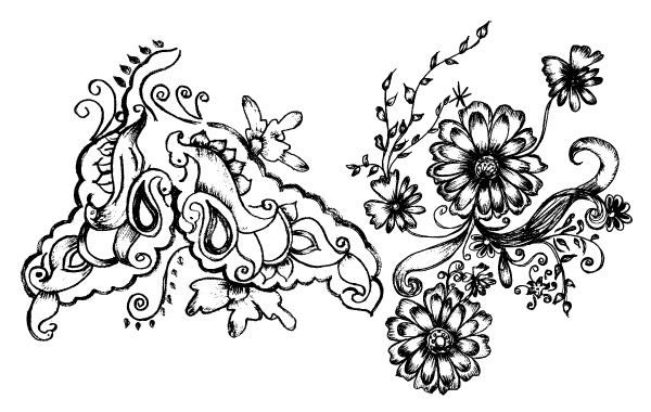 Sketchy Floral Dekorationselemente