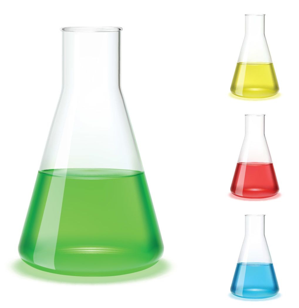 Matraz vidrioso de química y ciencia