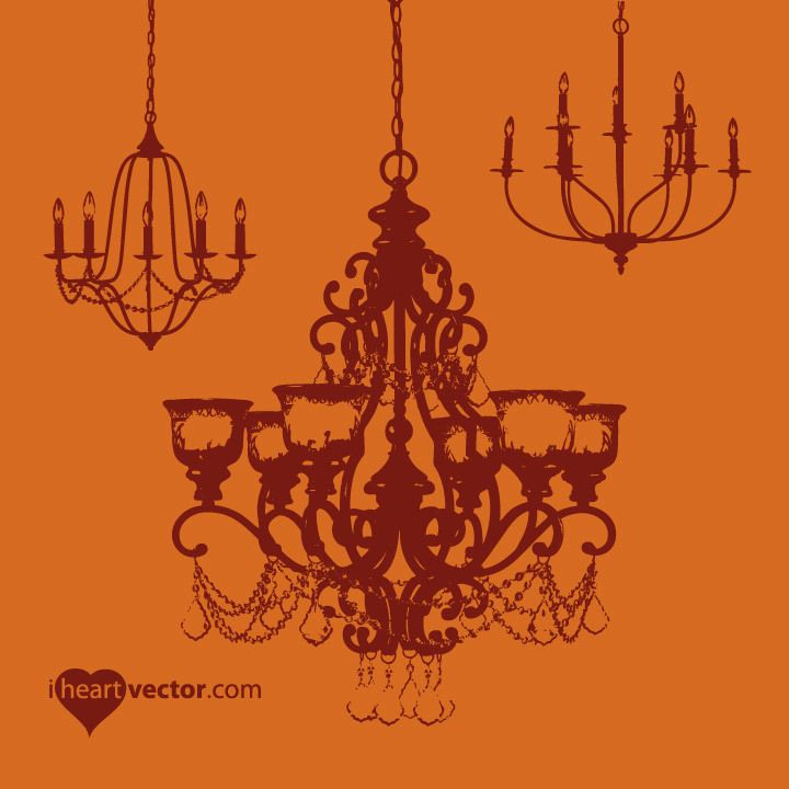 Grungy Antique Chandelier Pack - Vector download