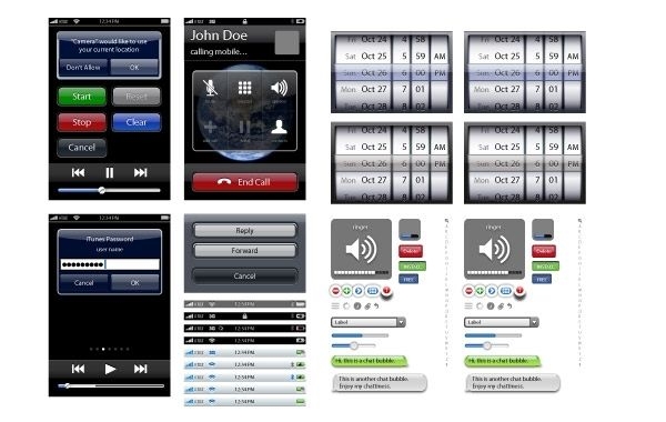 Elementos e botões vetoriais do iPhone