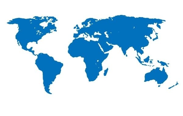 Weltkarte auseinander blau