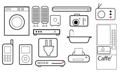 Electrodomésticos 2D Line Art Set