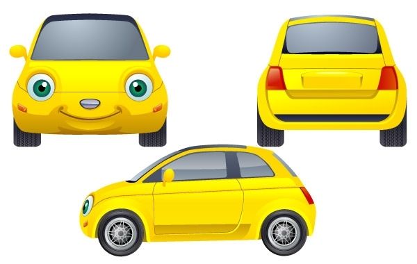 Coche amarillo con ojos