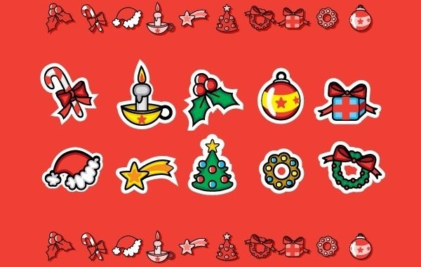 Conjunto de iconos de Navidad lindo