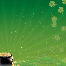 Topf mit Goldmünzen mit Klee