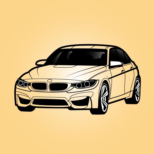 Black & White BMW Sedan Car - Vector download