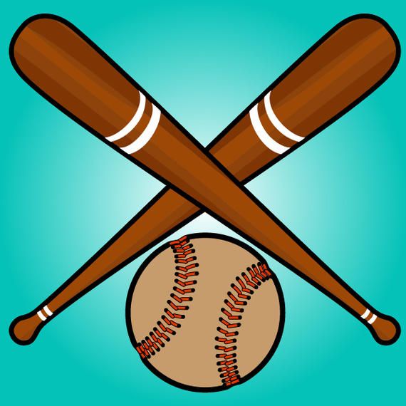 Bates de béisbol cruzados con bola debajo Bates de béisbol cruzados con bola debajo