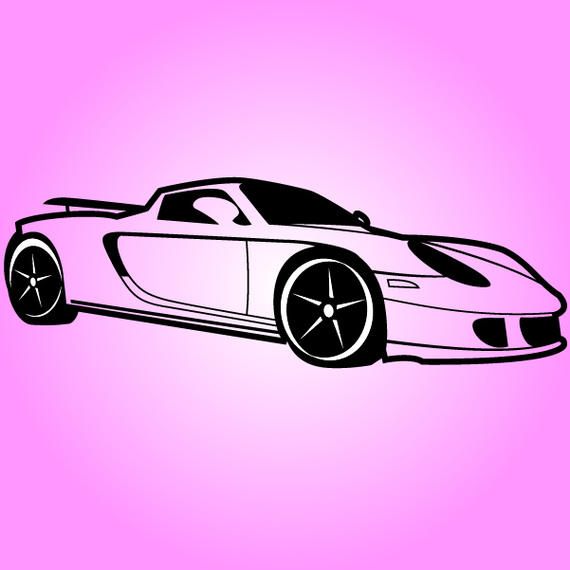 Black & White Porsche Sports Car Black & White Porsche Sports Car