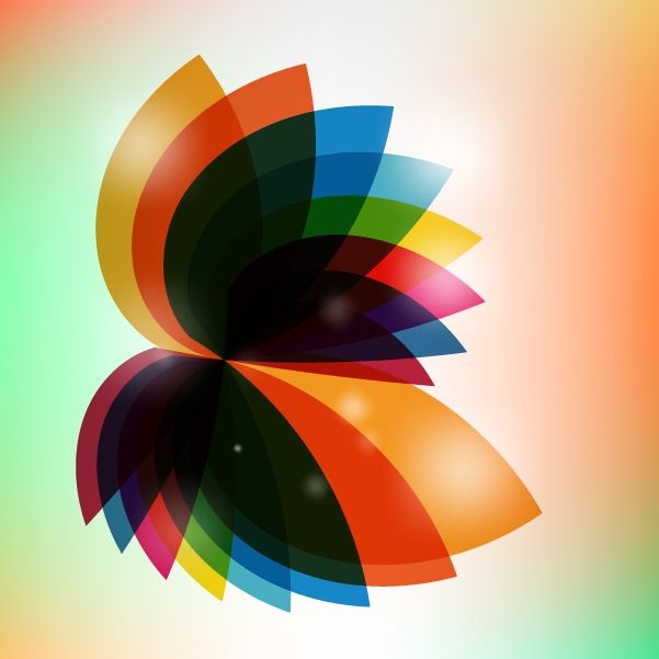 Hojas abstractas fluorescentes giradas multicolor