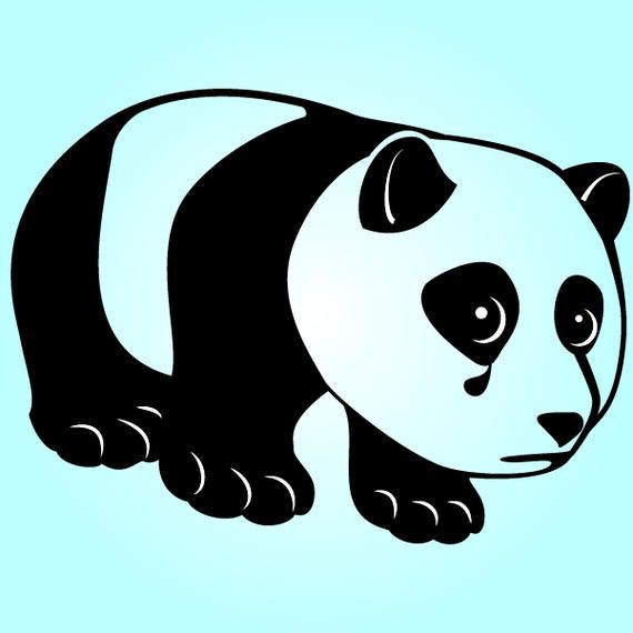 Panda triste funky preto & branco Panda triste funky preto & branco