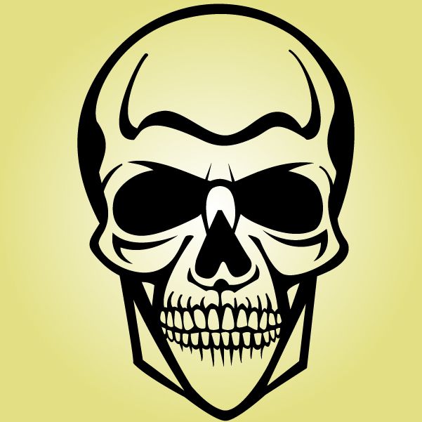 Crânio Humano Preto e Branco