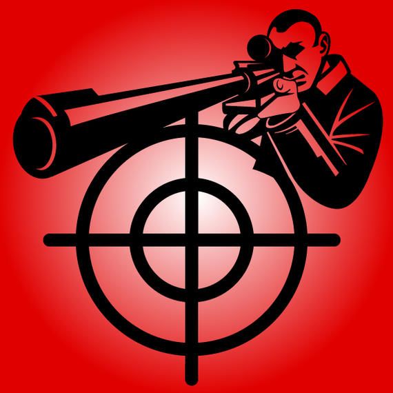 Download Black & White Sniper with Target Sign - Vector download