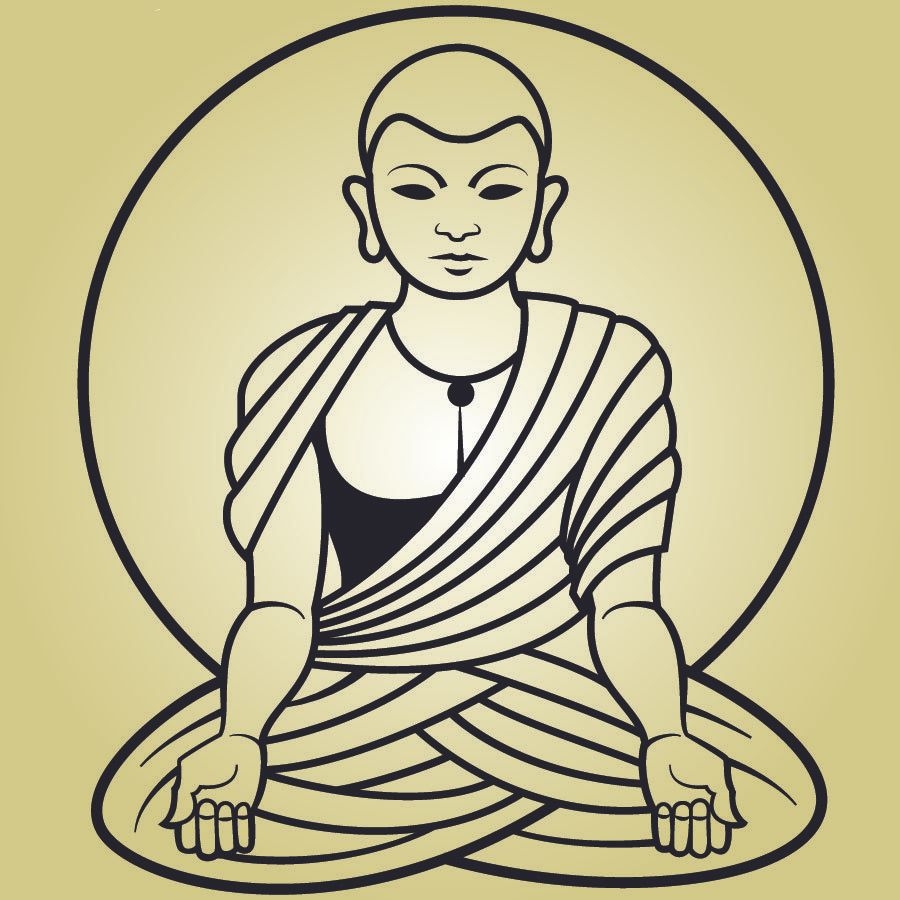 Line Art Buddhist Monk - Vector download